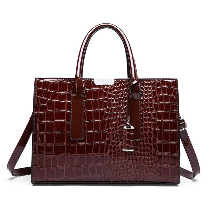 Caroline-Crocodile Print Tote Bag