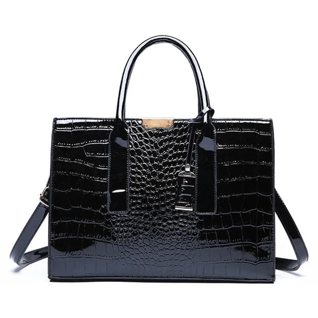 Caroline-Crocodile Print Tote Bag