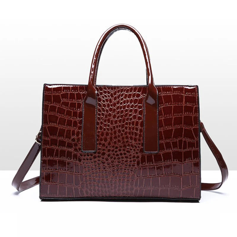 Caroline-Crocodile Print Tote Bag
