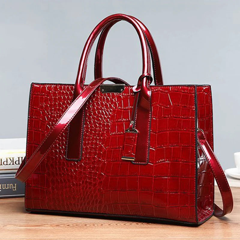 Caroline-Crocodile Print Tote Bag