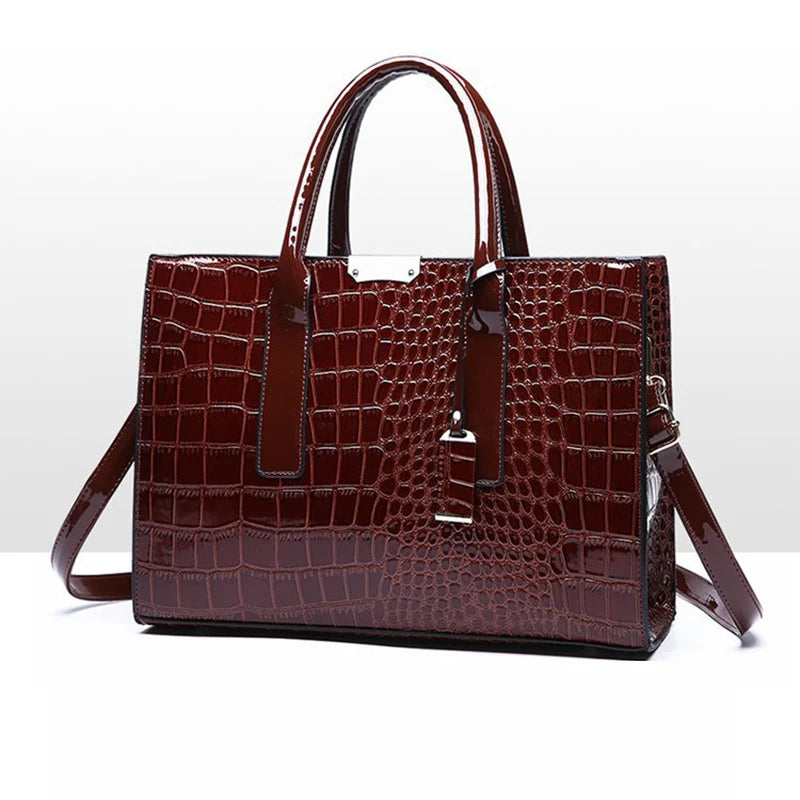 Caroline-Crocodile Print Tote Bag