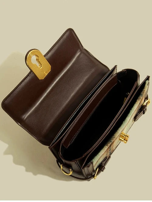 Vivian-Retro Woolen Plaid Casual Handbag