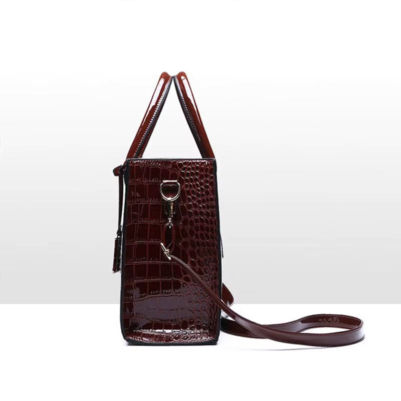 Caroline-Crocodile Print Tote Bag