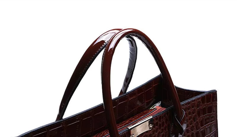 Caroline-Crocodile Print Tote Bag